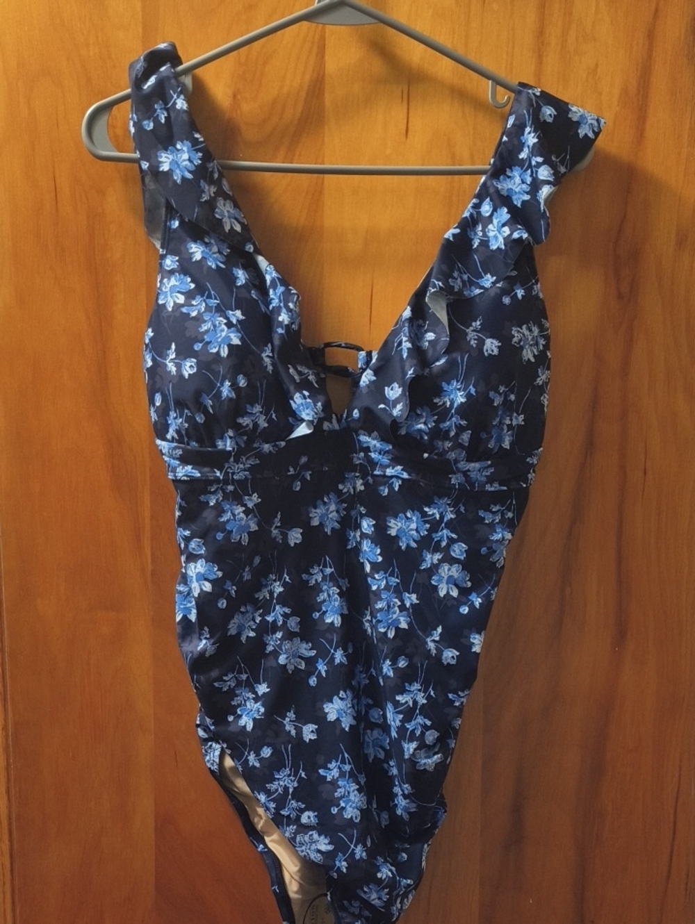 A Pea In The Pod Navy Blue Floral One-Piece Swimsuit